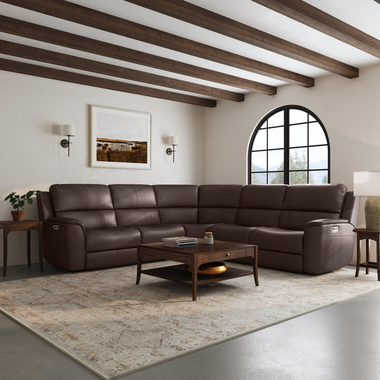 Henry Triple Power 6 PC Leather Sectional