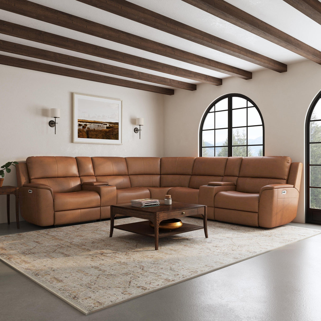 Henry Triple Power 6 PC Leather Sectional