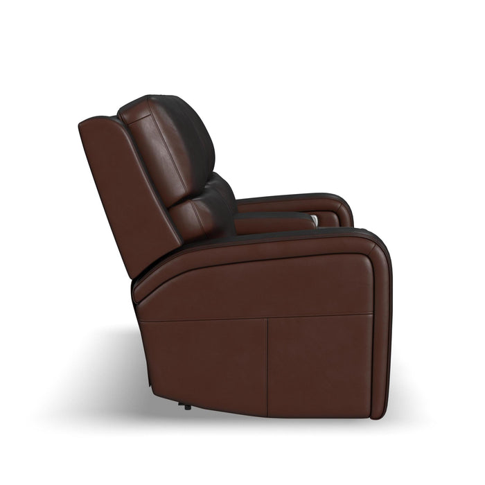 Oasis Leather Power Reclining Console Loveseat