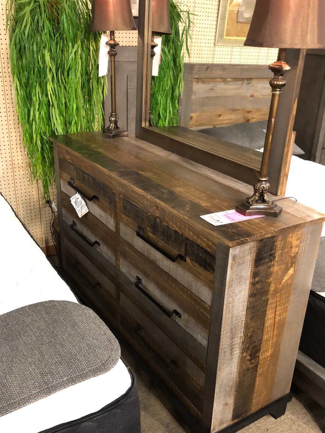 Loft Brown 6 Drawer Dresser and Mirror Closeout
