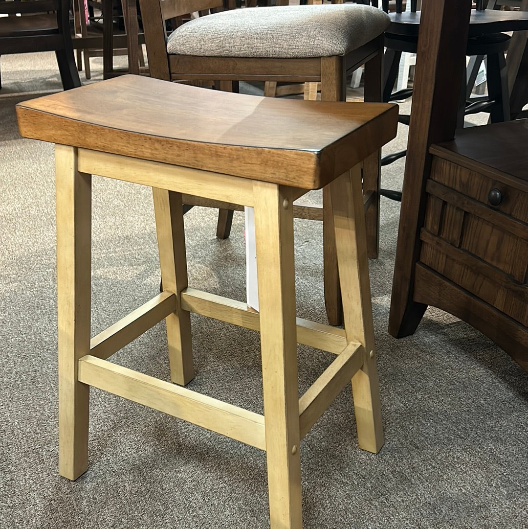 Quails Run - Almond/Wheat 24" Saddle Barstool