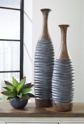 Vase Set (2/CN) Blayze Antique Gray/Brown