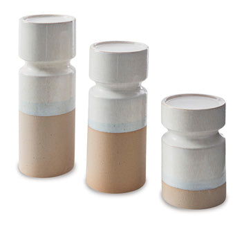 Candle Holder Set (3/CN) Hurston Ivory/Brown
