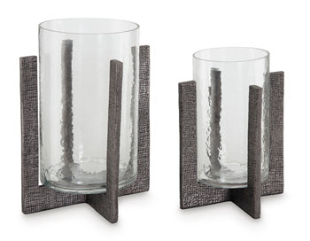 Candle Holder Set (2/CN) Garekton Clear/Pewter Finish