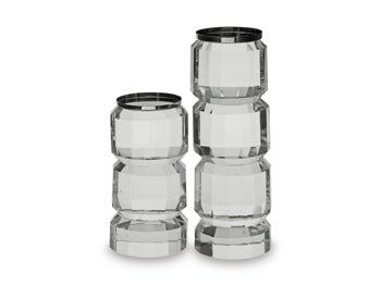 Candle Holder Set (2/CN) Brentley Clear/Silver Finish