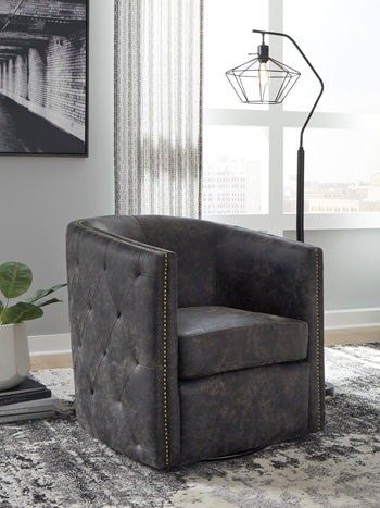 Swivel Accent Chair Brentlow Distressed Black