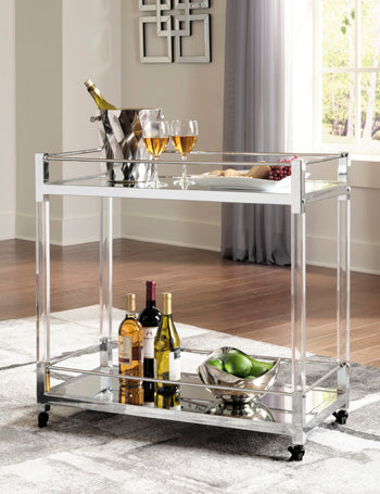 Bar Cart Chaseton Clear/Silver Finish