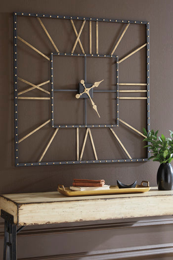 Wall Clock Thames Black/Gold Finish