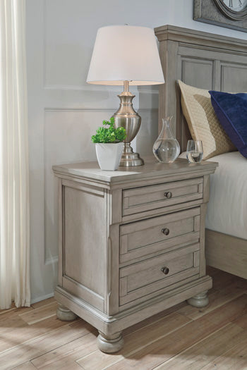 Two Drawer Night Stand Lettner Light Gray
