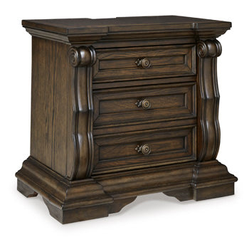 Three Drawer Night Stand Maylee Dark Brown