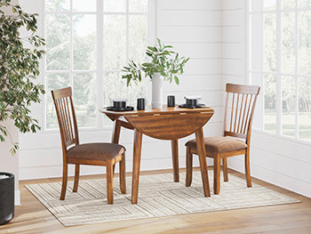 Round DRM Drop Leaf Table Berringer Rustic Brown
