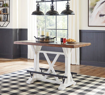 RECT Dining Room Counter Table Valebeck White/Brown