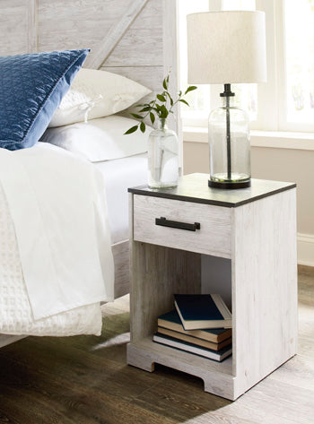 One Drawer Night Stand Shawburn Whitewash/Charcoal Gray