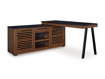 Home Office Desk Return Kallari Warm Brown/Black