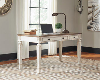 Home Office Lift Top Desk Realyn White/Brown
