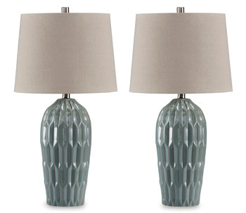Ceramic Table Lamp (2/CN) Hadbury Pale Blue/Teal