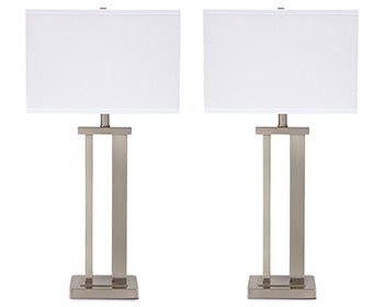 Metal Table Lamp (2/CN) Aniela Silver Finish