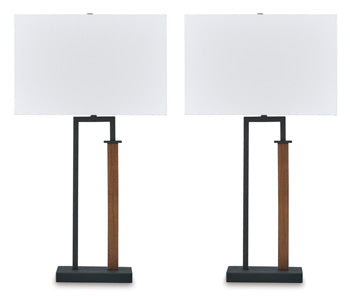 Metal Table Lamp (2/CN) Voslen Black/Brown