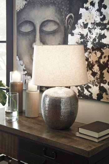 Metal Table Lamp (1/CN) Magalie Antique Silver Finish