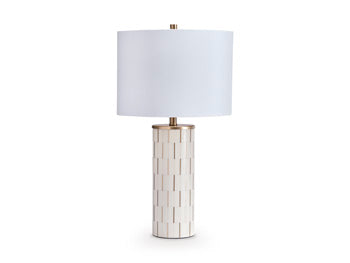 Poly Table Lamp (1/CN) Faridworth White/Gold Finish