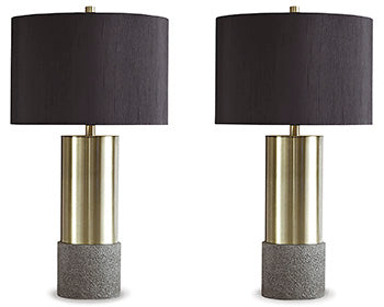 Metal Table Lamp (2/CN) Jacek Gray/Brass Finish