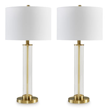 Glass Table Lamp (2/CN) Orenman Clear/Brass Finish
