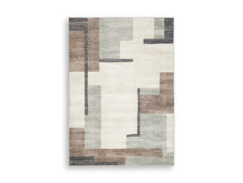 Washable Medium Rug Larkport Cream/Brown/Gray