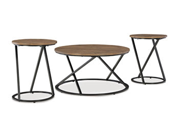 Occasional Table Set (3/CN) Cassbryn Brown/Black