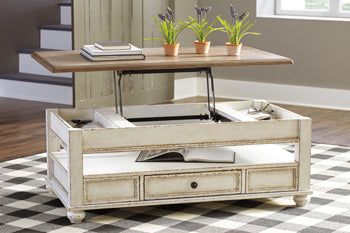 Lift Top Cocktail Table Realyn White/Brown
