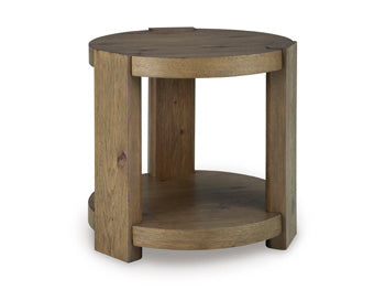 Round End Table Flangren Light Brown