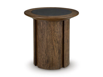 Round End Table Dontayne Warm Brown