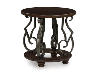 Round End Table Frallyn Dark Brown