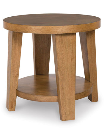Round End Table Kristiland Light Brown