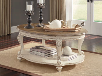 Oval Cocktail Table Realyn White/Brown