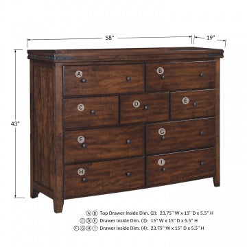 Mango 58" 9-Drawer Dresser