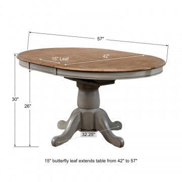 Barnwell 57" Pedestal Table w/ 15" Butterfly Leaf