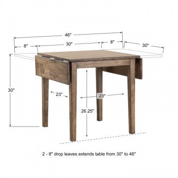 Carmel Rustic Brown 46" Leg Table w/ 2-8" Drop Leaves