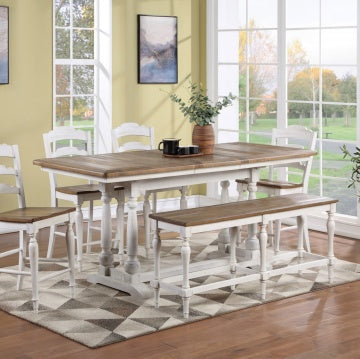 Augusta Rustic Brown/White 84" Tall Table w/18" Leaf