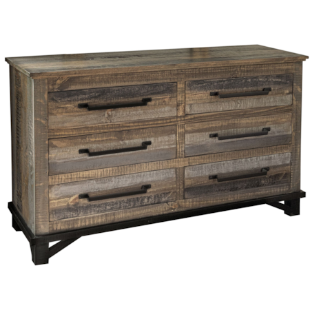 Loft Brown 6 Drawer Dresser and Mirror Closeout