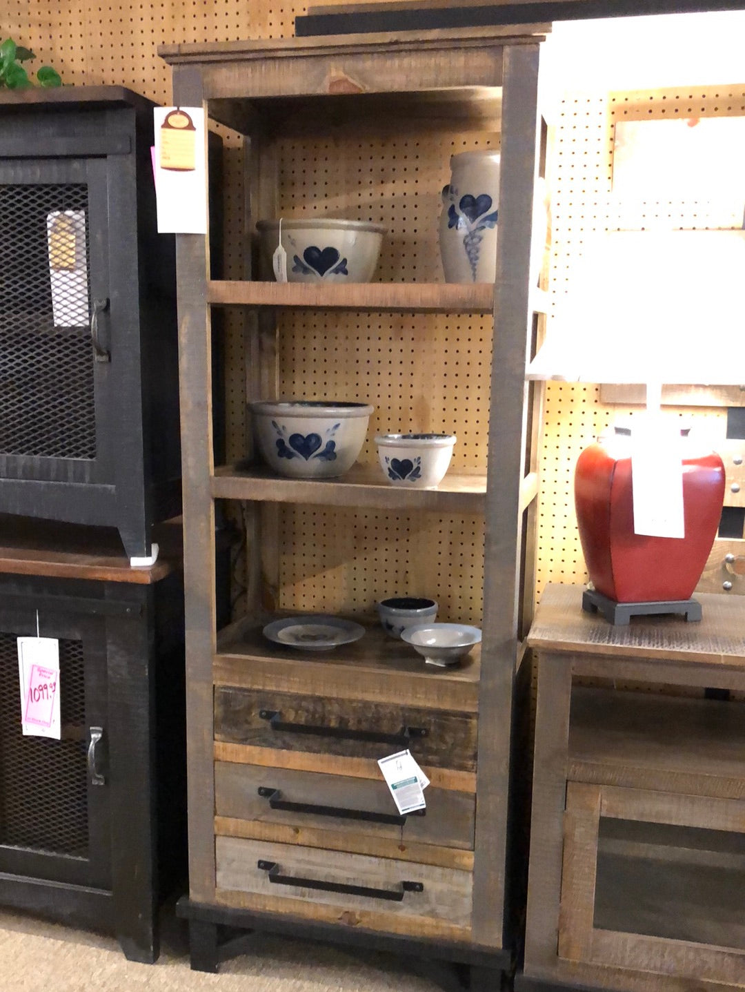 Loft Brown Collection 3 Drawer Pier / Bookcase