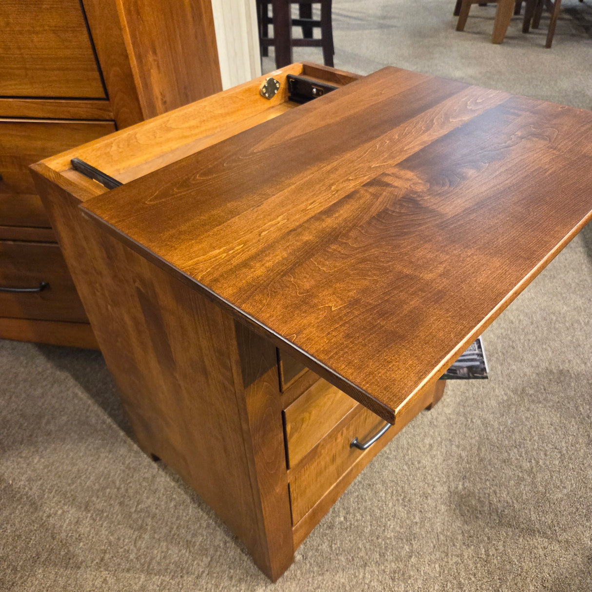 Mission 3 Drawer Nightstand with Slideout Top Amish Made