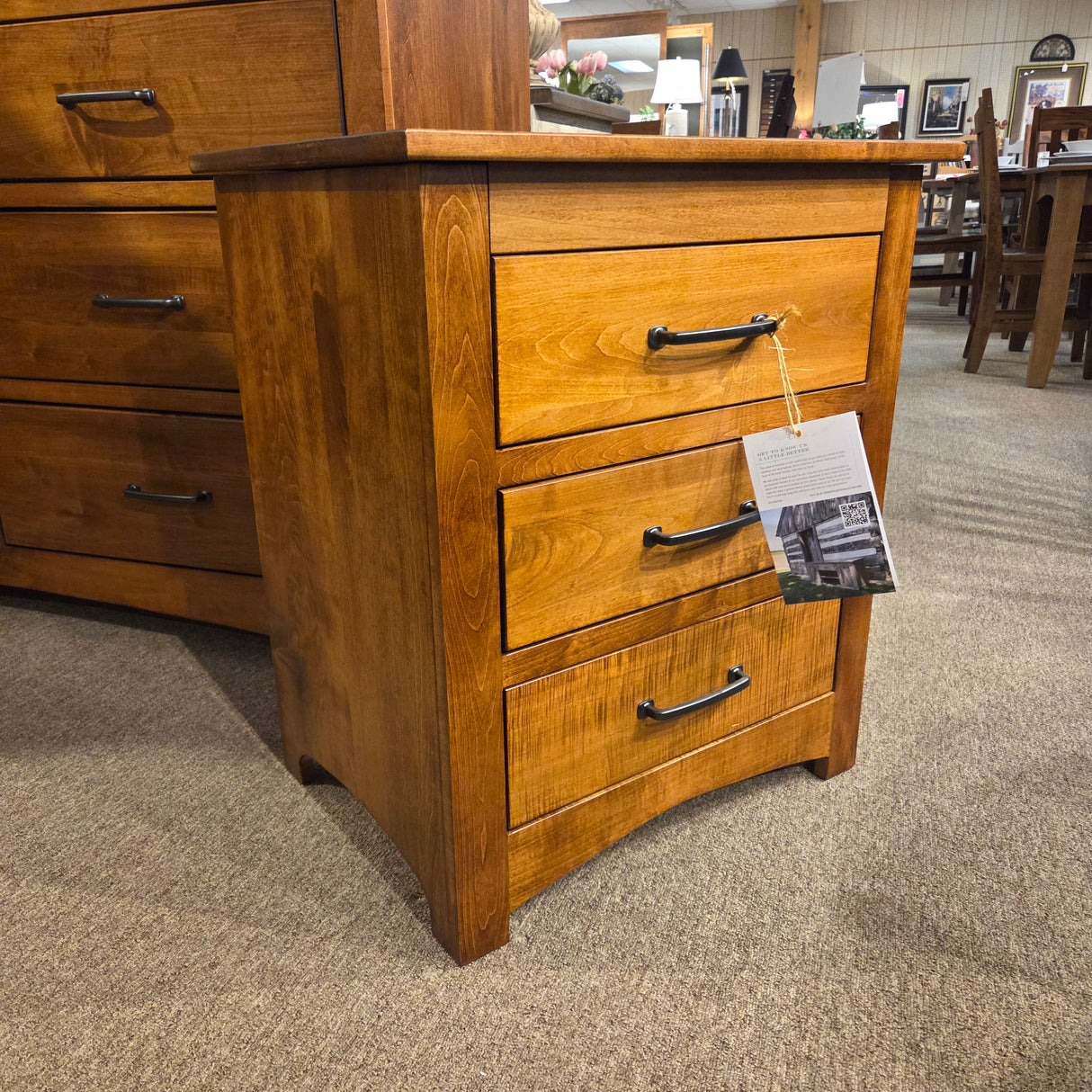 Mission 3 Drawer Nightstand with Slideout Top Amish Made