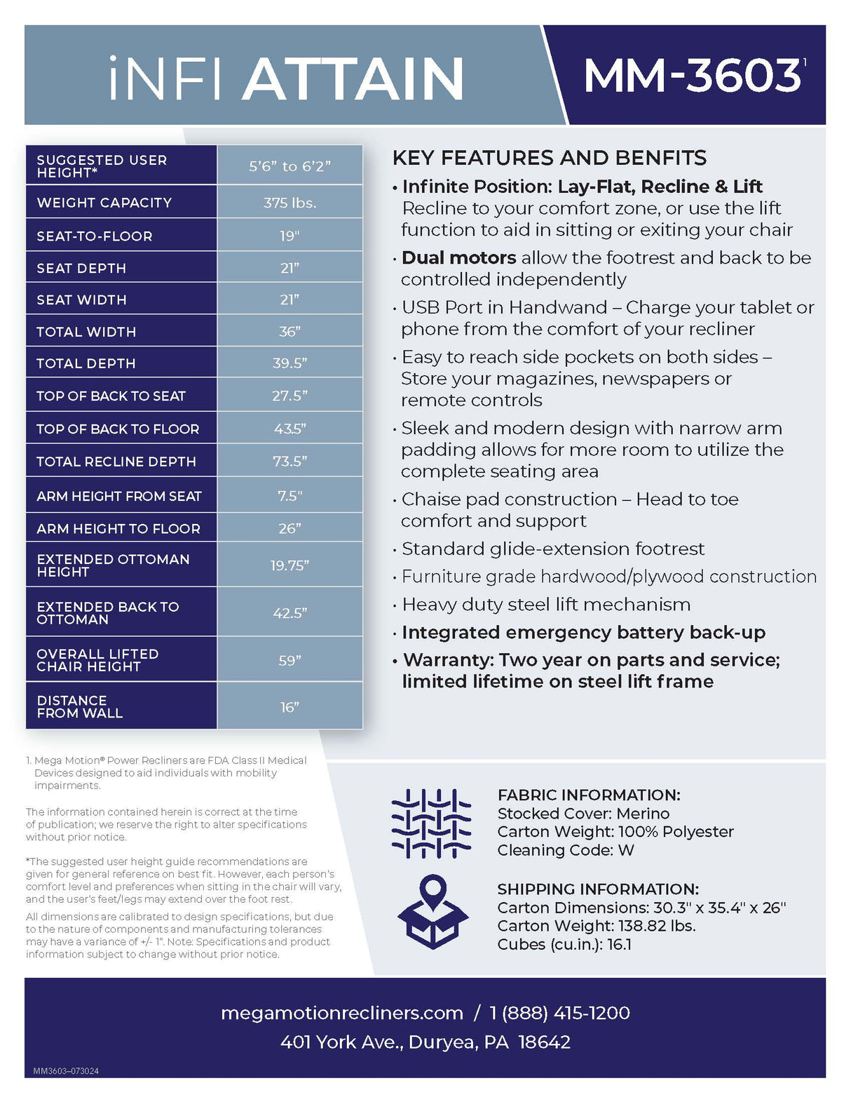 MM-3603 Lift Recliner