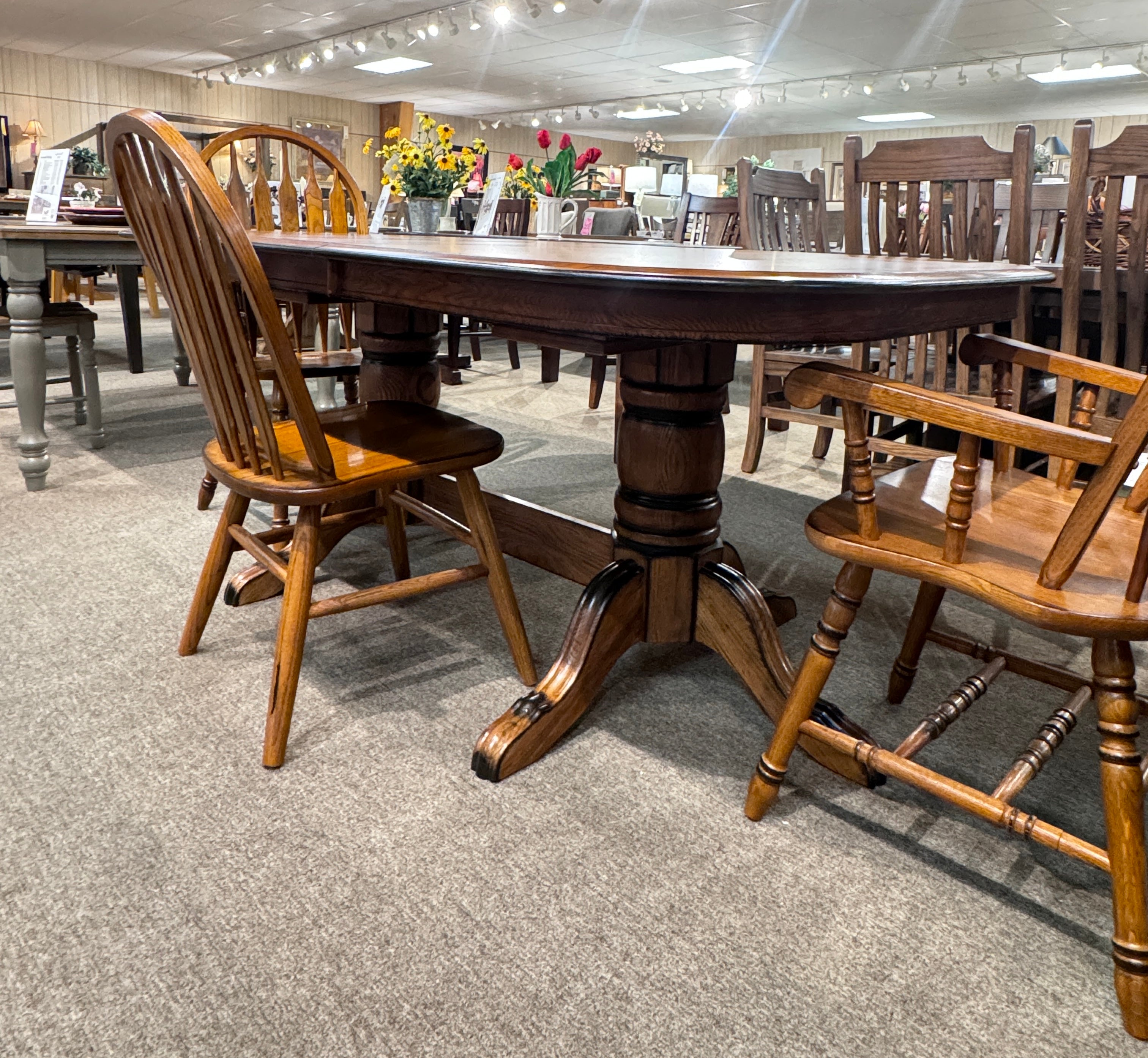 Laminated Double Pedestal Dining Table w/2-12