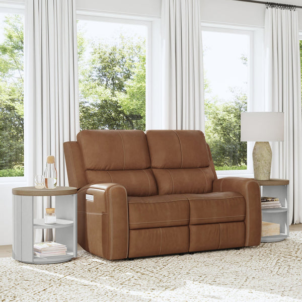 Linden Leather Power Reclining Loveseat