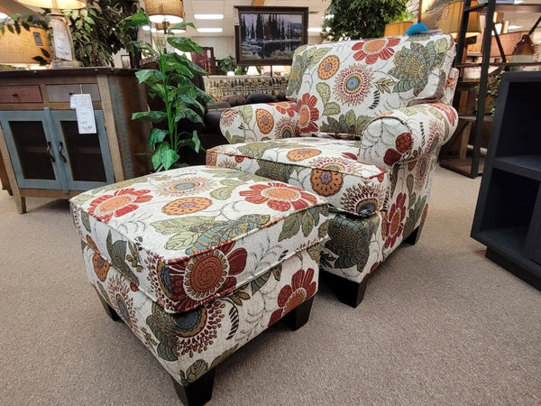England accent chair, floral pattern.