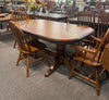 Laminated Double Pedestal Dining Table w/2-12" Leaves