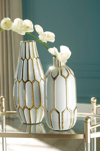 Vase Set (2/CN) Mohsen Gold Finish/White