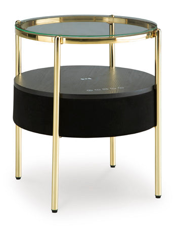 Accent Table with Speaker Nedman Black/Gold Finish