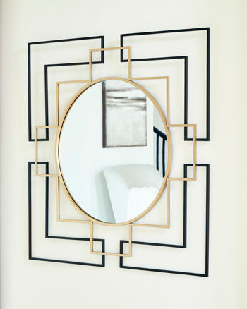 Accent Mirror Oceanal Black/Gold Finish